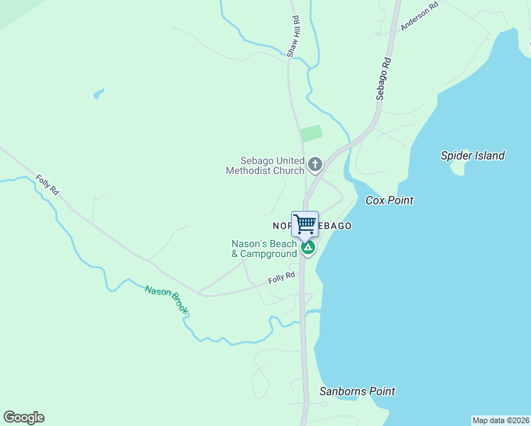 map of restaurants, bars, coffee shops, grocery stores, and more near 37 Chickadee Lane in Sebago