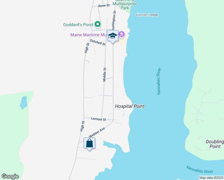 map of restaurants, bars, coffee shops, grocery stores, and more near 56 Washington Street in Bath