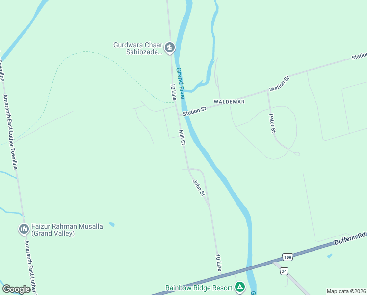 map of restaurants, bars, coffee shops, grocery stores, and more near 16 Mill Street in Grand Valley