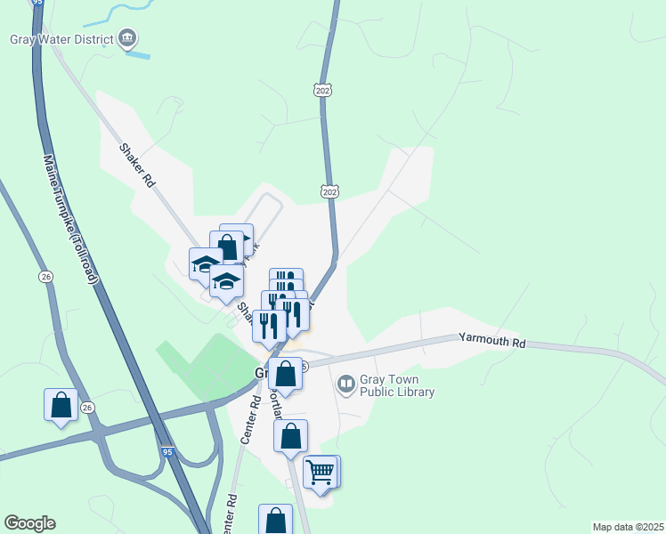 map of restaurants, bars, coffee shops, grocery stores, and more near in Gray