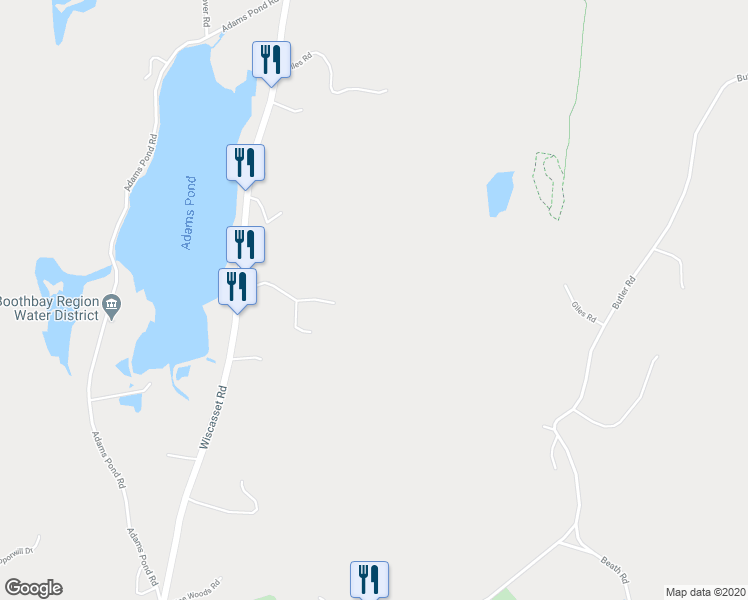 map of restaurants, bars, coffee shops, grocery stores, and more near 9 Cliff Road in Boothbay