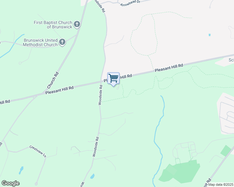 map of restaurants, bars, coffee shops, grocery stores, and more near 277 Pleasant Hill Road in Brunswick