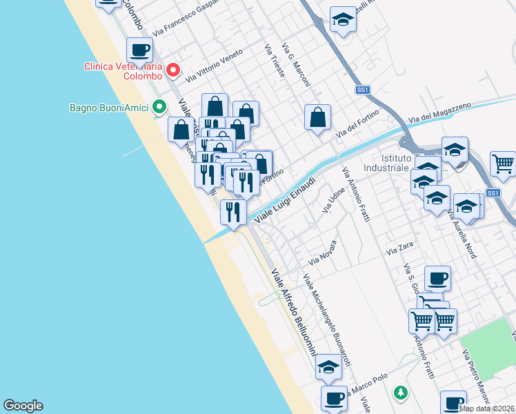 map of restaurants, bars, coffee shops, grocery stores, and more near 9 Via Giovanni Pascoli in Camaiore