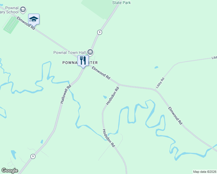 map of restaurants, bars, coffee shops, grocery stores, and more near 716 Hodsdon Road in Pownal