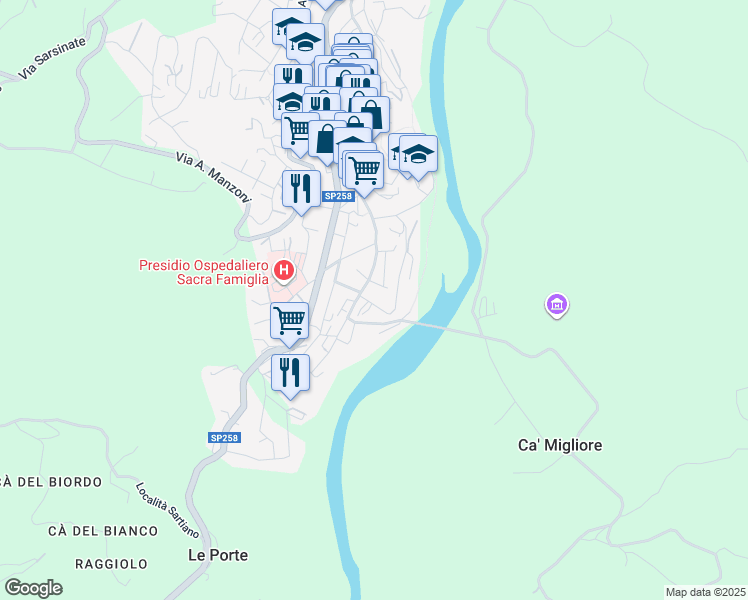 map of restaurants, bars, coffee shops, grocery stores, and more near 5 Via XXV Aprile in Novafeltria