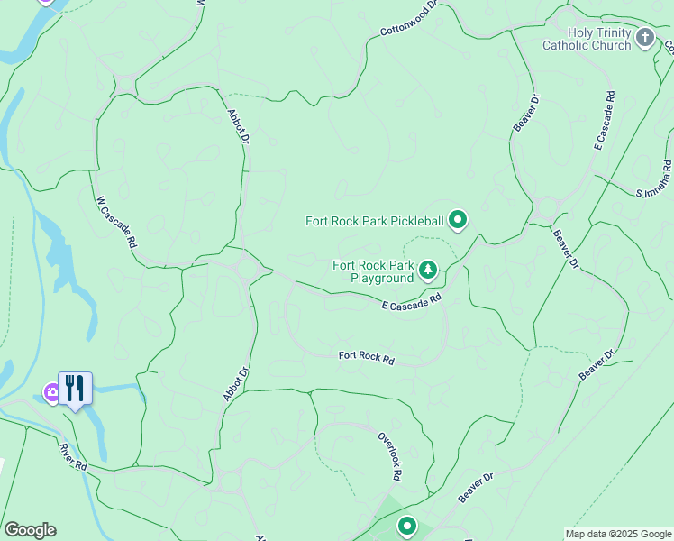 map of restaurants, bars, coffee shops, grocery stores, and more near 17843 Crag Lane in Sunriver