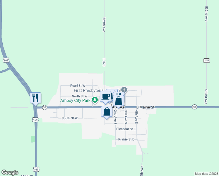 map of restaurants, bars, coffee shops, grocery stores, and more near 100 Meadow Bloom Lane in Amboy