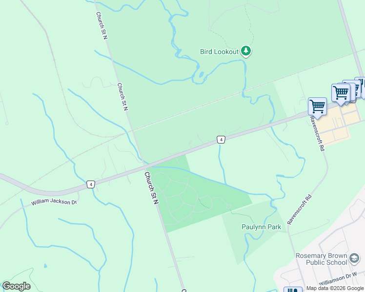 map of restaurants, bars, coffee shops, grocery stores, and more near 560 Taunton Road West in Ajax