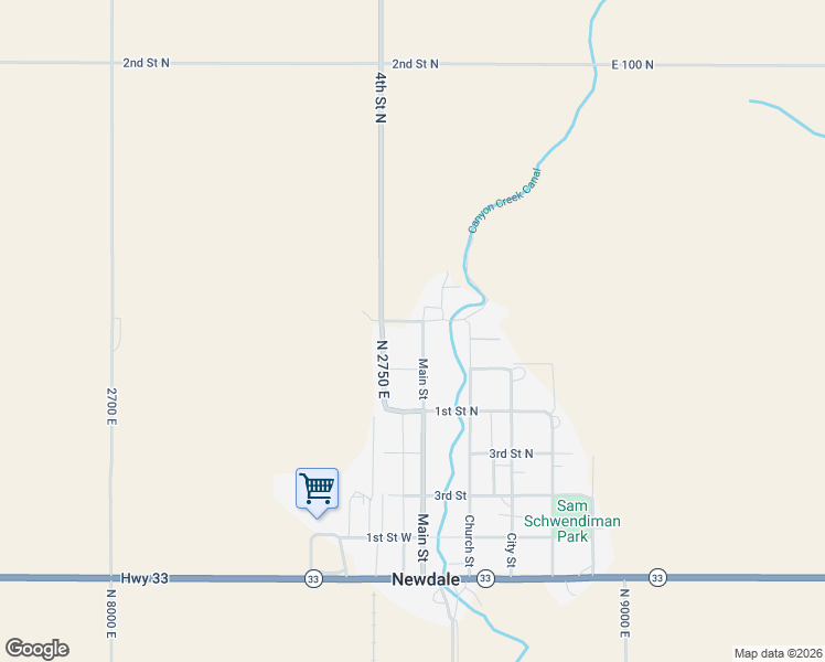 map of restaurants, bars, coffee shops, grocery stores, and more near 6th North Street in Newdale