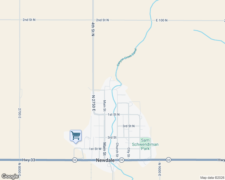map of restaurants, bars, coffee shops, grocery stores, and more near 3rd North in Newdale
