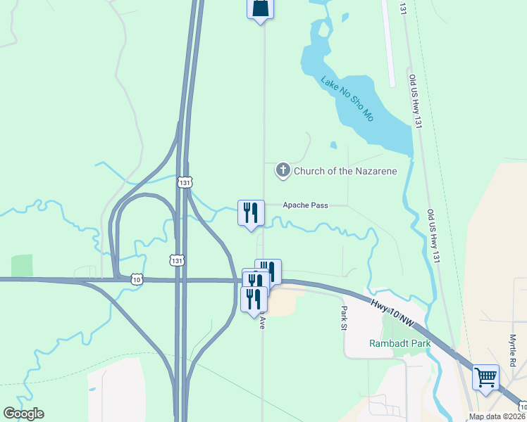 map of restaurants, bars, coffee shops, grocery stores, and more near 5201 South 220th Avenue in Reed City