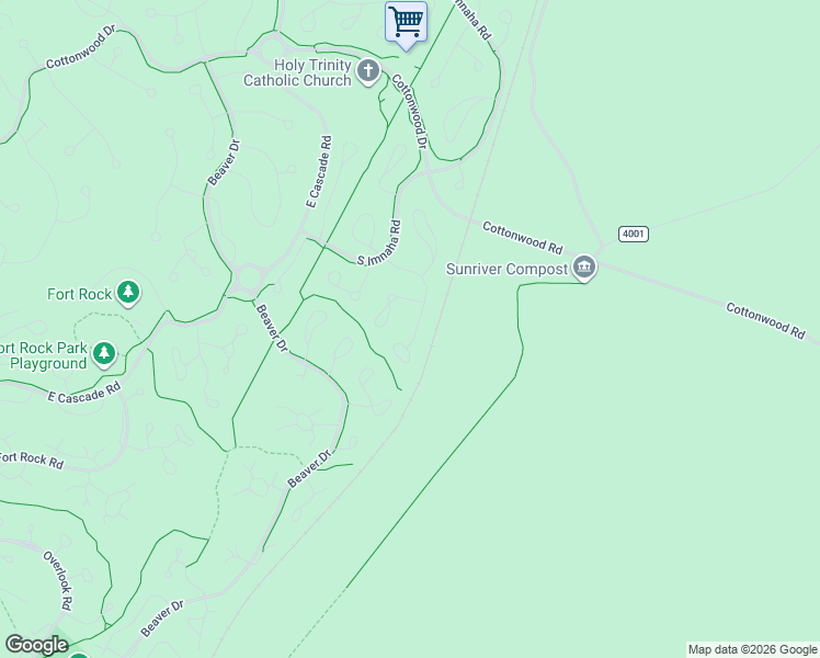 map of restaurants, bars, coffee shops, grocery stores, and more near 57550 Whistler Lane in Sunriver
