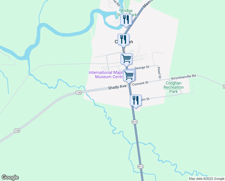 map of restaurants, bars, coffee shops, grocery stores, and more near 6897 Shady Avenue in Lowville