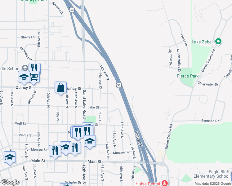 map of restaurants, bars, coffee shops, grocery stores, and more near 632 Herman Court in Onalaska