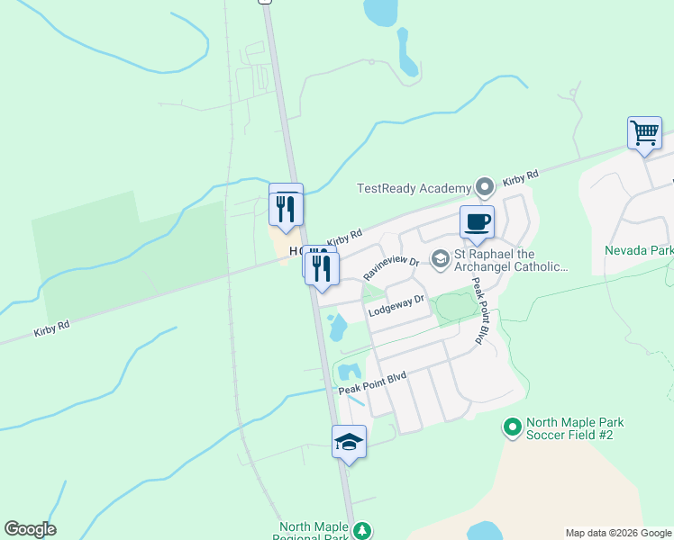 map of restaurants, bars, coffee shops, grocery stores, and more near 49 Bestview Crescent in Vaughan