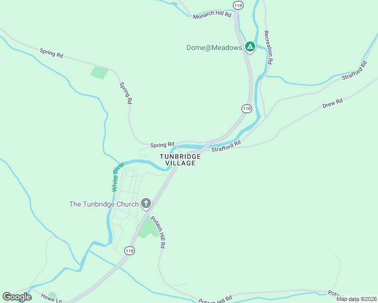 map of restaurants, bars, coffee shops, grocery stores, and more near 313 Vermont 110 in Tunbridge