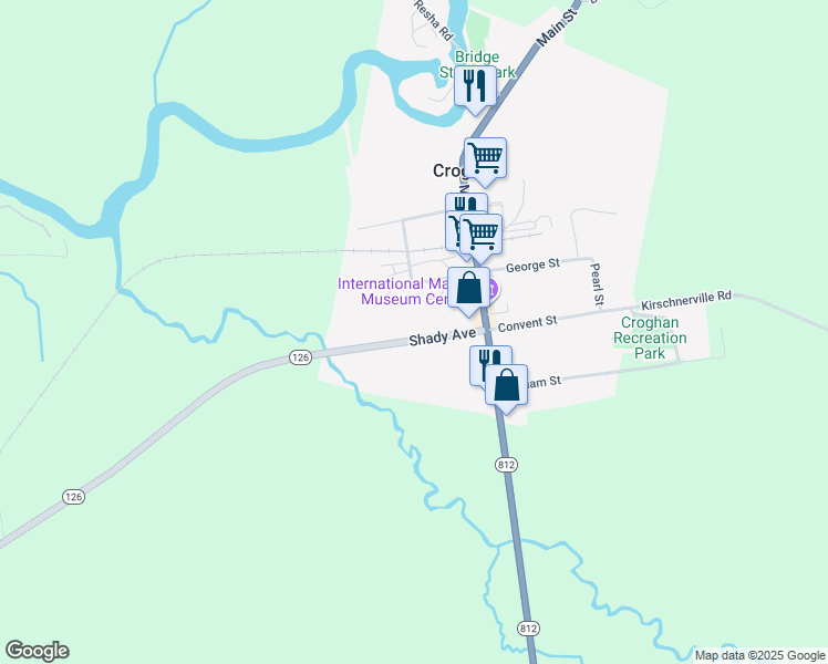 map of restaurants, bars, coffee shops, grocery stores, and more near 6897 Shady Avenue in Lowville