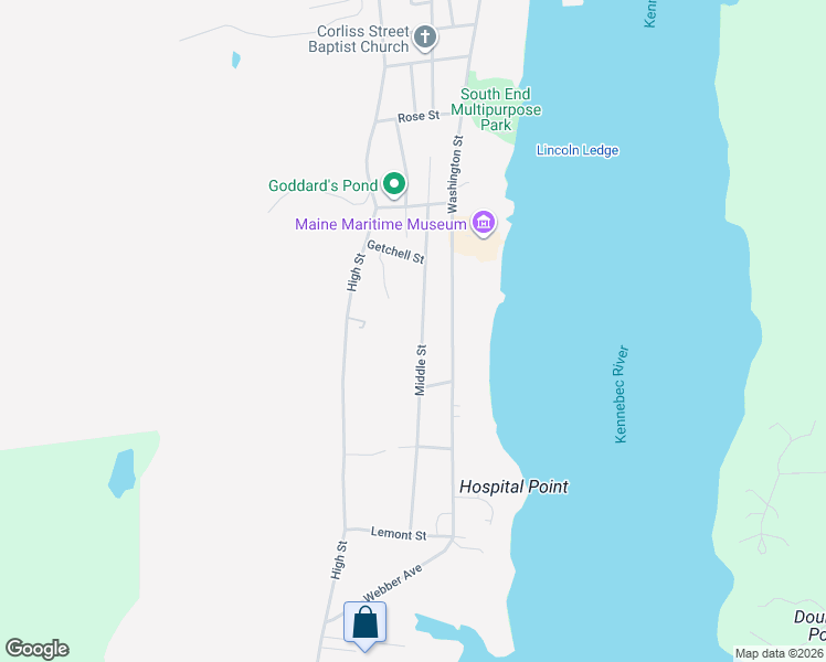 map of restaurants, bars, coffee shops, grocery stores, and more near 168 Middle Street in Bath