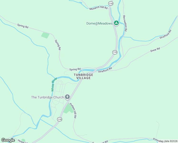 map of restaurants, bars, coffee shops, grocery stores, and more near 313 Vermont 110 in Tunbridge