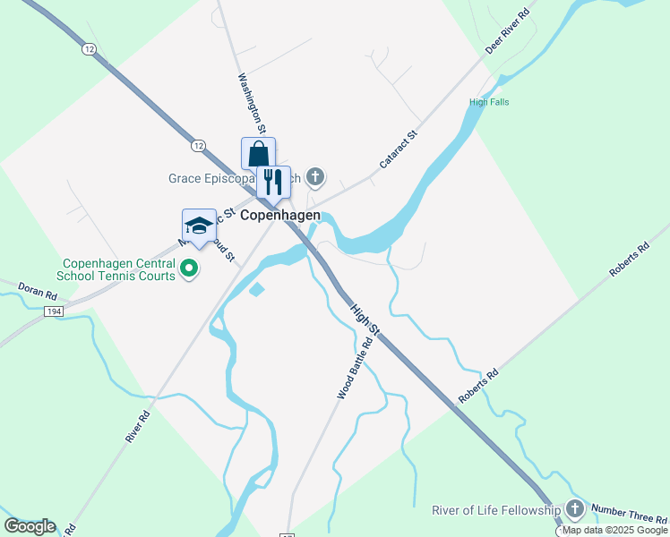map of restaurants, bars, coffee shops, grocery stores, and more near 9790 New York 12 in Copenhagen
