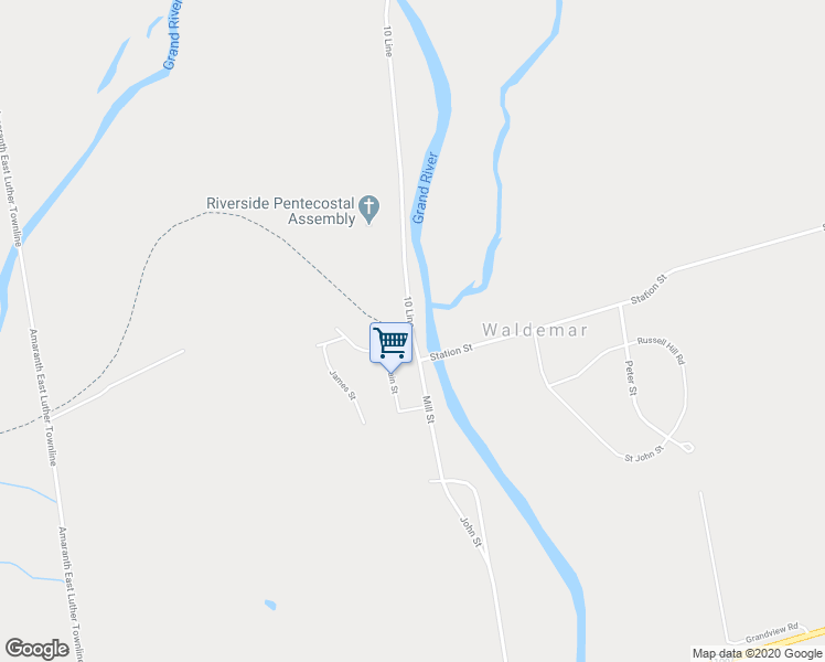 map of restaurants, bars, coffee shops, grocery stores, and more near 213136 10 Line in Grand Valley