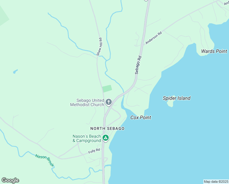 map of restaurants, bars, coffee shops, grocery stores, and more near 833 Sebago Road in Sebago
