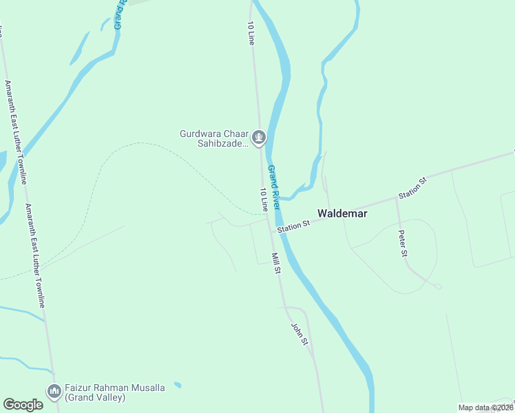 map of restaurants, bars, coffee shops, grocery stores, and more near 33 Mill Street in Grand Valley