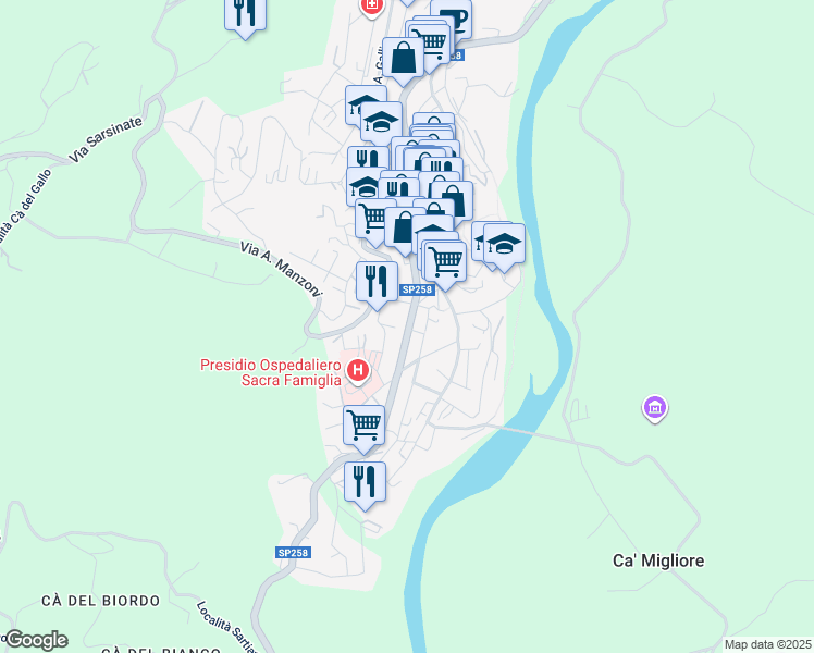 map of restaurants, bars, coffee shops, grocery stores, and more near 160 Via XXIV Maggio in Novafeltria