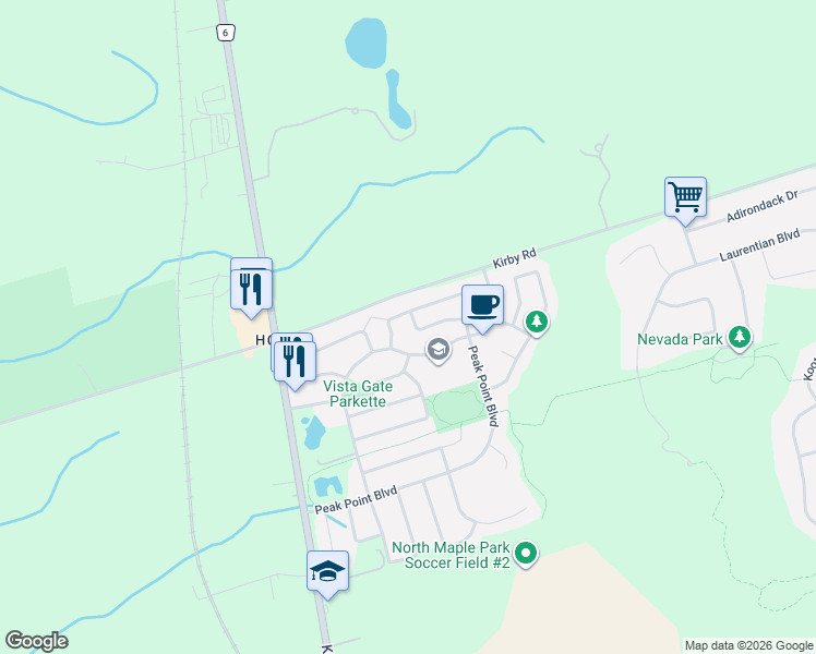 map of restaurants, bars, coffee shops, grocery stores, and more near 59 Goyo Gate in Vaughan