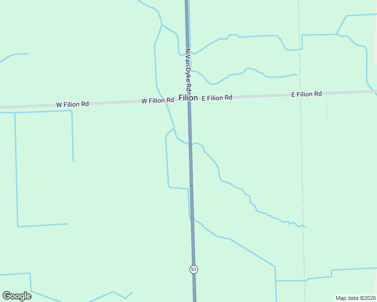 map of restaurants, bars, coffee shops, grocery stores, and more near 3423-3499 North Van Dyke Road in Filion