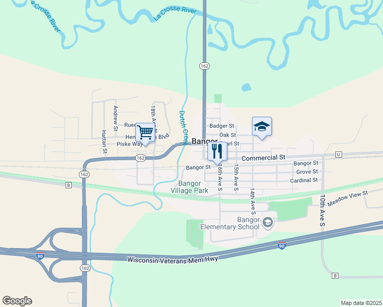 map of restaurants, bars, coffee shops, grocery stores, and more near 1714 Pearl Street in Bangor