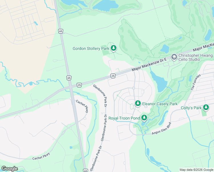 map of restaurants, bars, coffee shops, grocery stores, and more near 39 Royal West Road in Markham