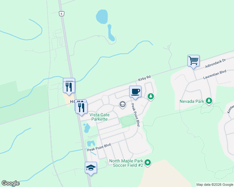 map of restaurants, bars, coffee shops, grocery stores, and more near 68 Goyo Gate in Vaughan