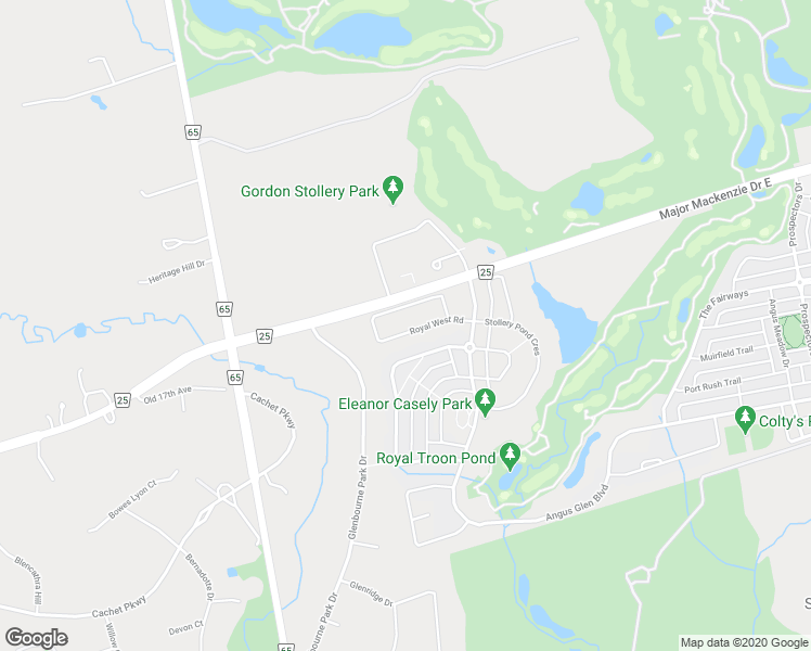 map of restaurants, bars, coffee shops, grocery stores, and more near 24 Royal West Road in Markham