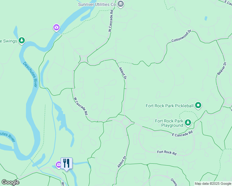 map of restaurants, bars, coffee shops, grocery stores, and more near 17720 Sparks Lane in Sunriver