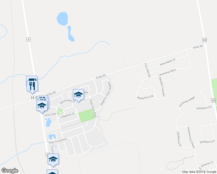 map of restaurants, bars, coffee shops, grocery stores, and more near 124 Regency View Heights in Vaughan