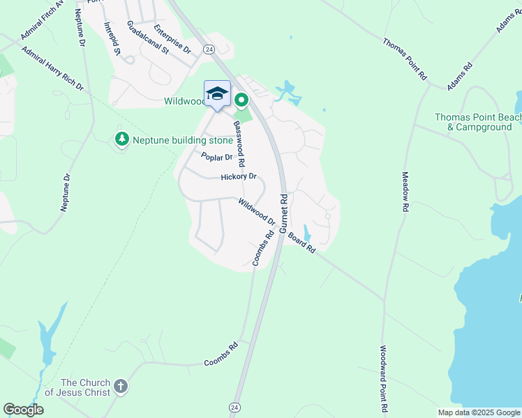 map of restaurants, bars, coffee shops, grocery stores, and more near 6 Wildwood Drive in Brunswick