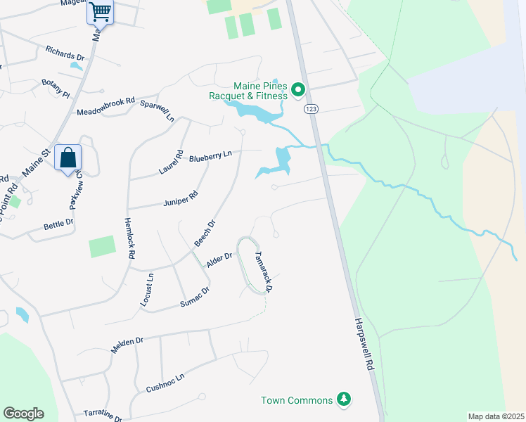 map of restaurants, bars, coffee shops, grocery stores, and more near 18 Hovey Lane in Brunswick