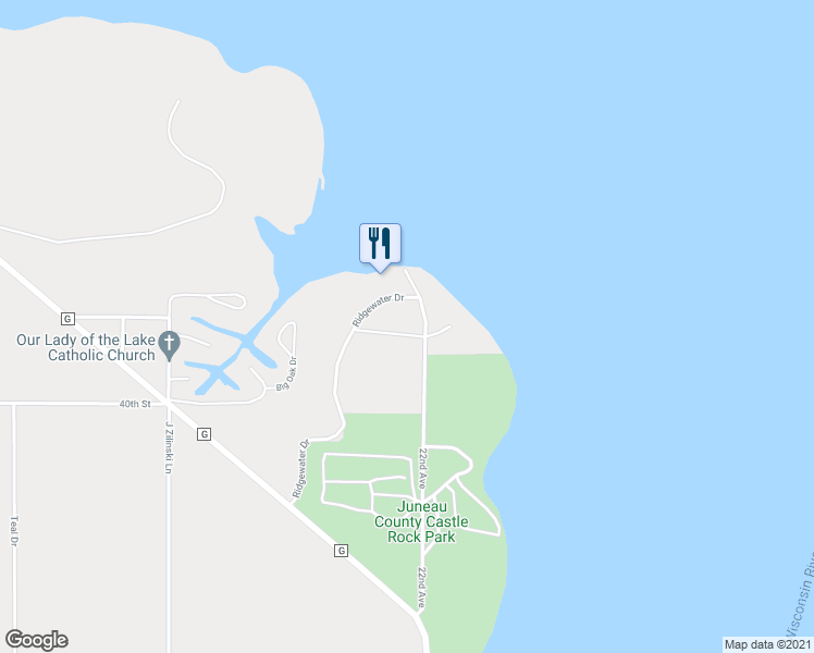 map of restaurants, bars, coffee shops, grocery stores, and more near W4114 Vista Drive in Mauston