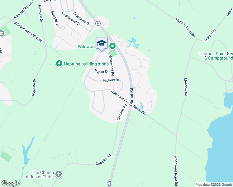 map of restaurants, bars, coffee shops, grocery stores, and more near 6 Wildwood Drive in Brunswick