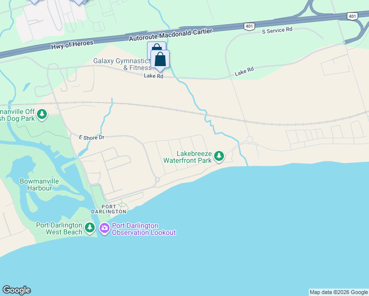 map of restaurants, bars, coffee shops, grocery stores, and more near 55 Crows Nest Lane in Clarington