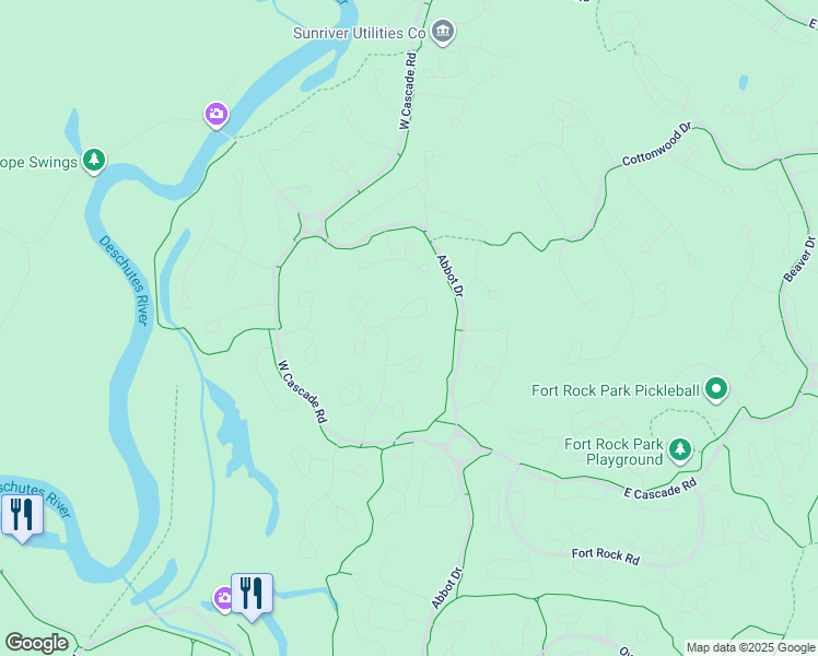 map of restaurants, bars, coffee shops, grocery stores, and more near 17720 Sparks Lane in Sunriver