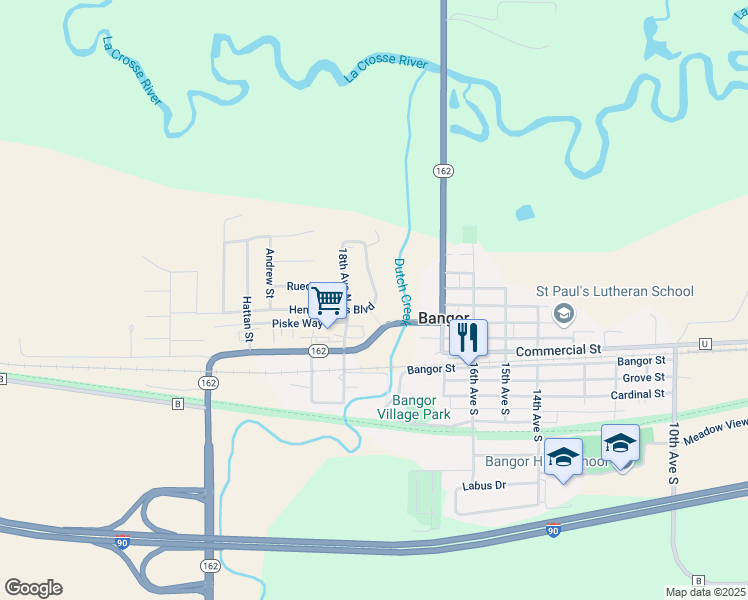 map of restaurants, bars, coffee shops, grocery stores, and more near 1705 Henry Johns Boulevard in Bangor