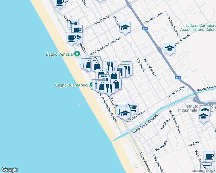 map of restaurants, bars, coffee shops, grocery stores, and more near 22 Via Don Giovanni Minzoni in Camaiore