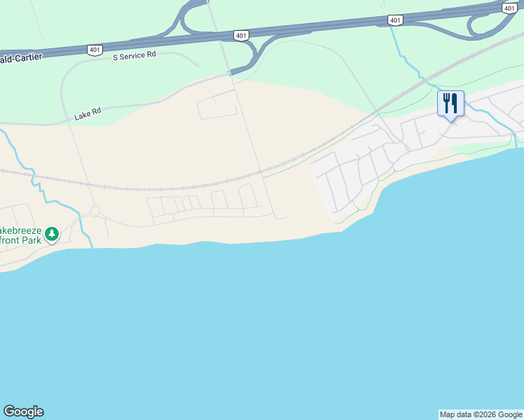 map of restaurants, bars, coffee shops, grocery stores, and more near 827 Port Darlington Road in Clarington