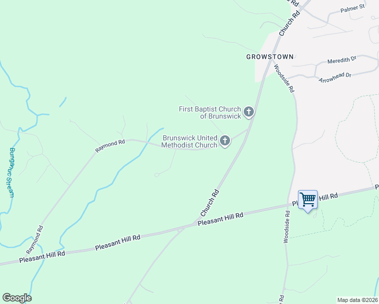 map of restaurants, bars, coffee shops, grocery stores, and more near 54 Raymond Road in Brunswick