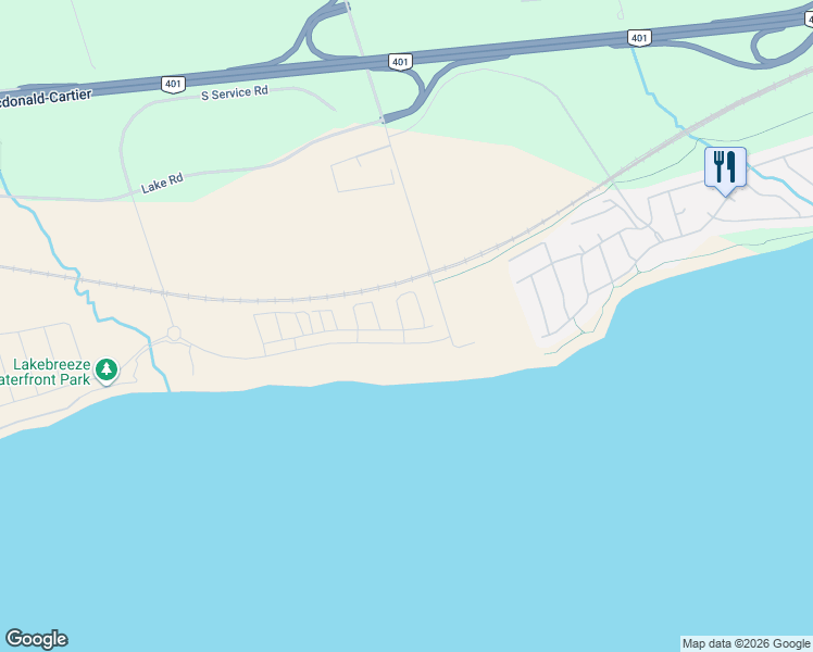 map of restaurants, bars, coffee shops, grocery stores, and more near 11 Sailors Landing in Bowmanville