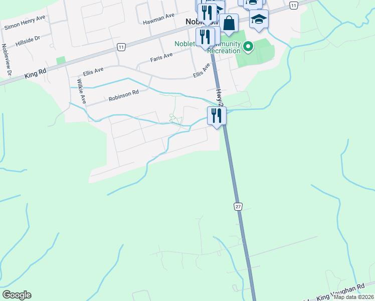 map of restaurants, bars, coffee shops, grocery stores, and more near 31 Munsie Drive in Regional Municipality of York