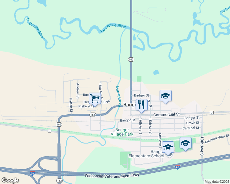 map of restaurants, bars, coffee shops, grocery stores, and more near 1701 Henry Johns Boulevard in Bangor