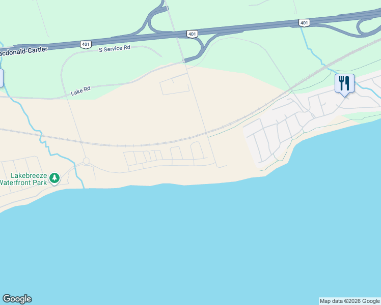 map of restaurants, bars, coffee shops, grocery stores, and more near 36 Sailors Landing in Clarington